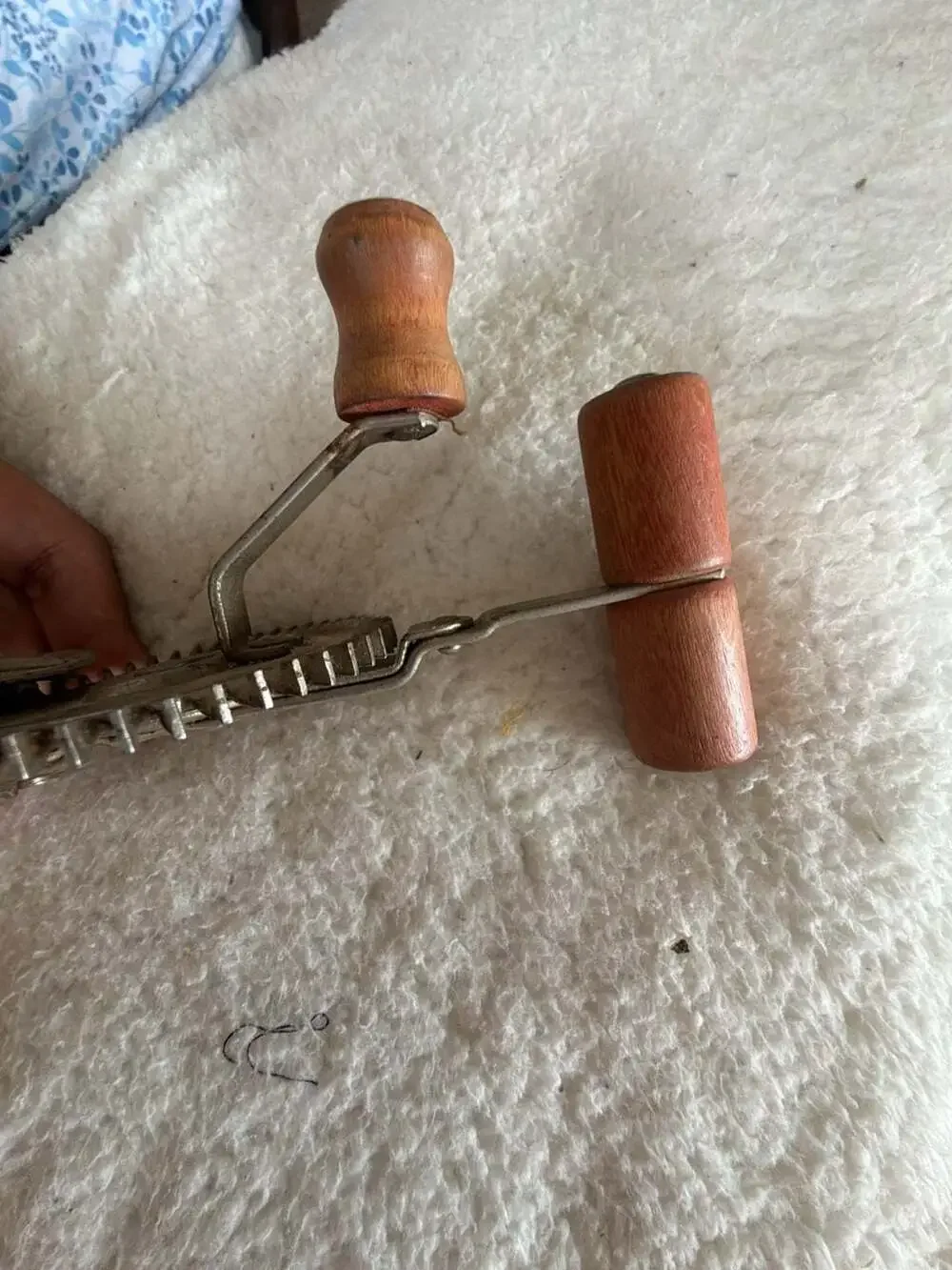 Ladd No. 3W Vintage Hand Crank Egg Beater with Wooden Handles